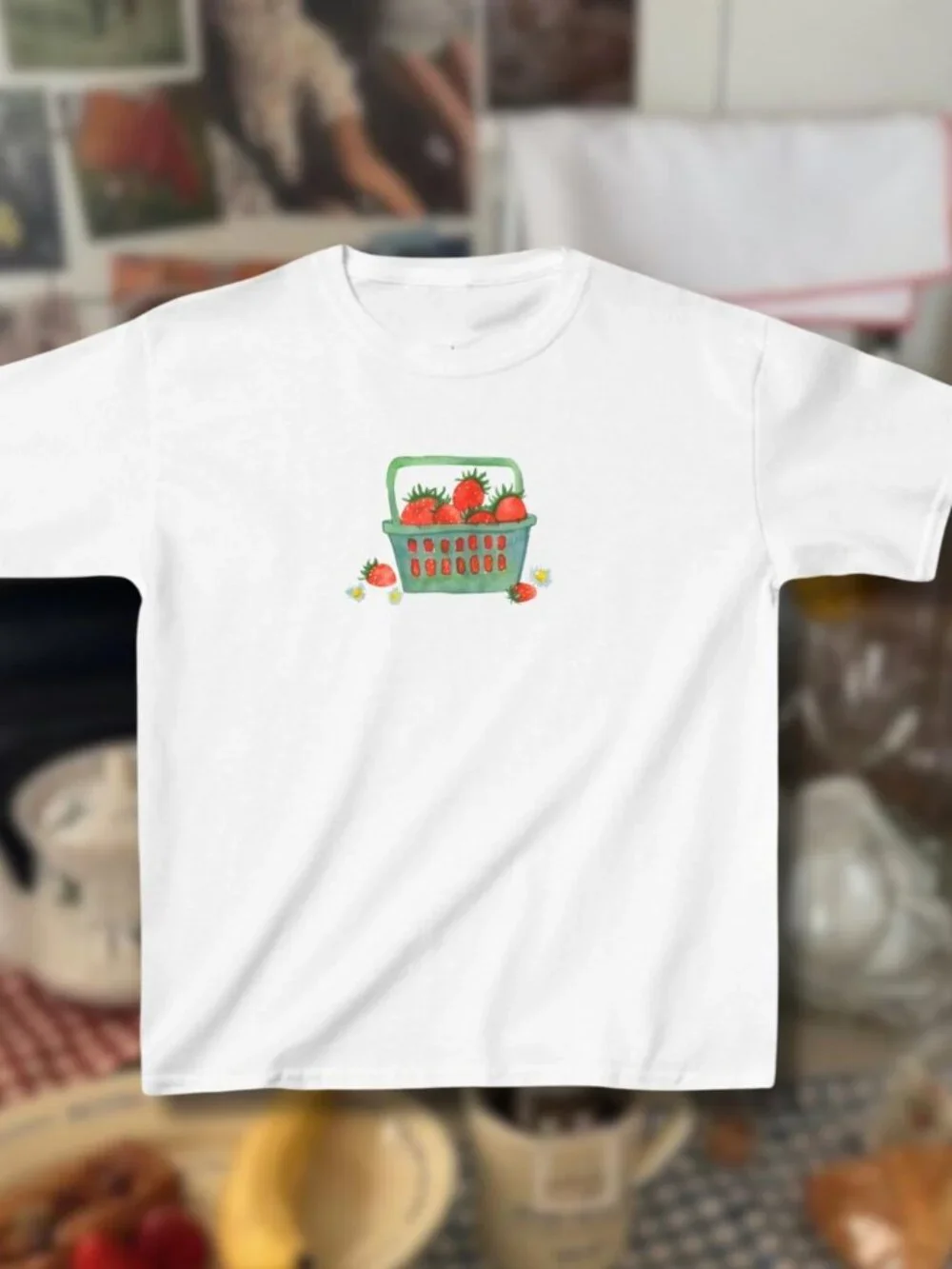 Strawberry Graphic Baby Tee | Retro 90s Style Shirt | Y2K Aesthetic Fruit Top - Picture 3 of 5